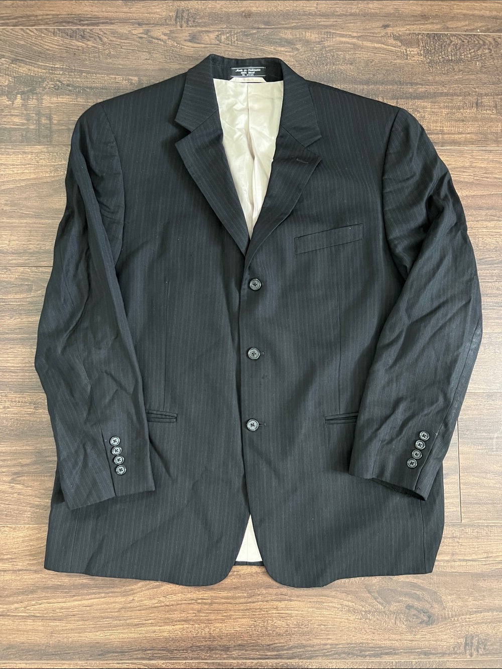 Stanley Blacker Men's Black 100 % wool Pinstripe Suit Jacket